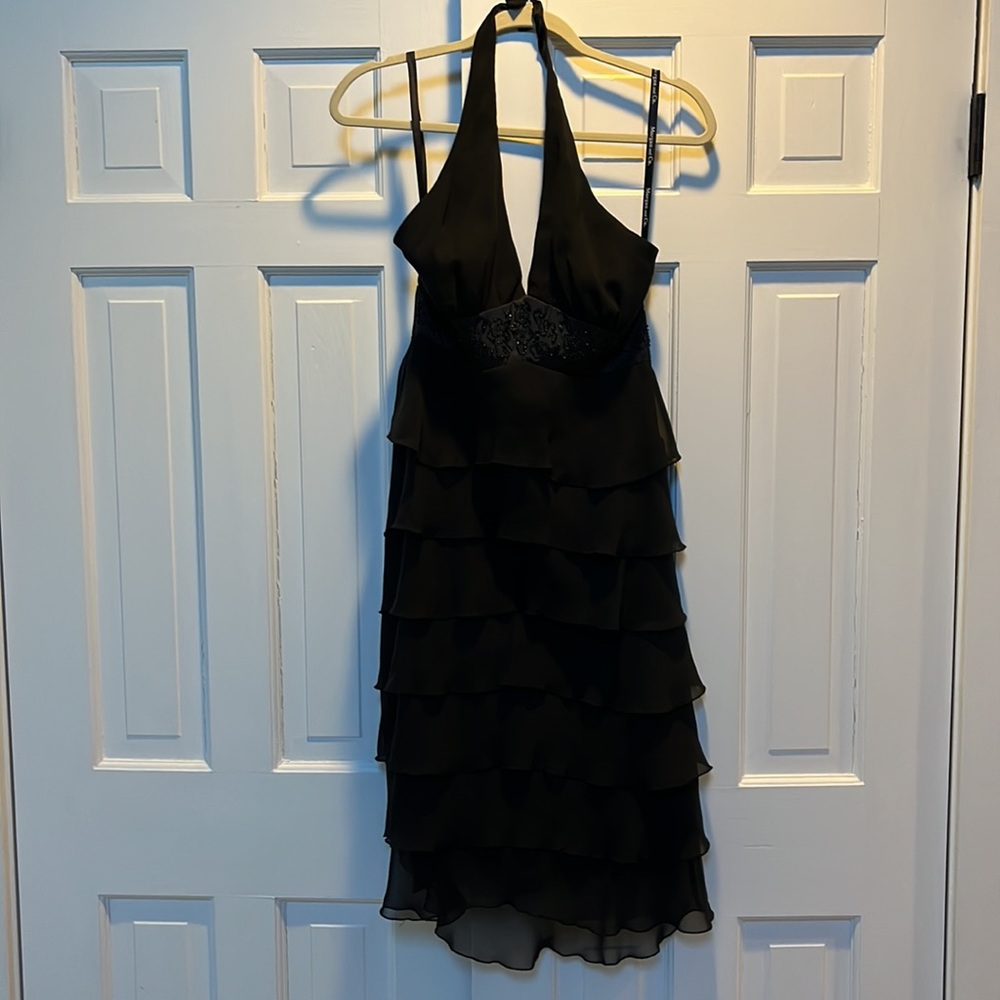 Black Tiered Halter Dress